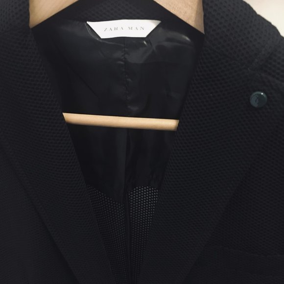Zara Men's Ghost Black Pierced Mesh Casual Dress Jacket - Picture 5 of 15
